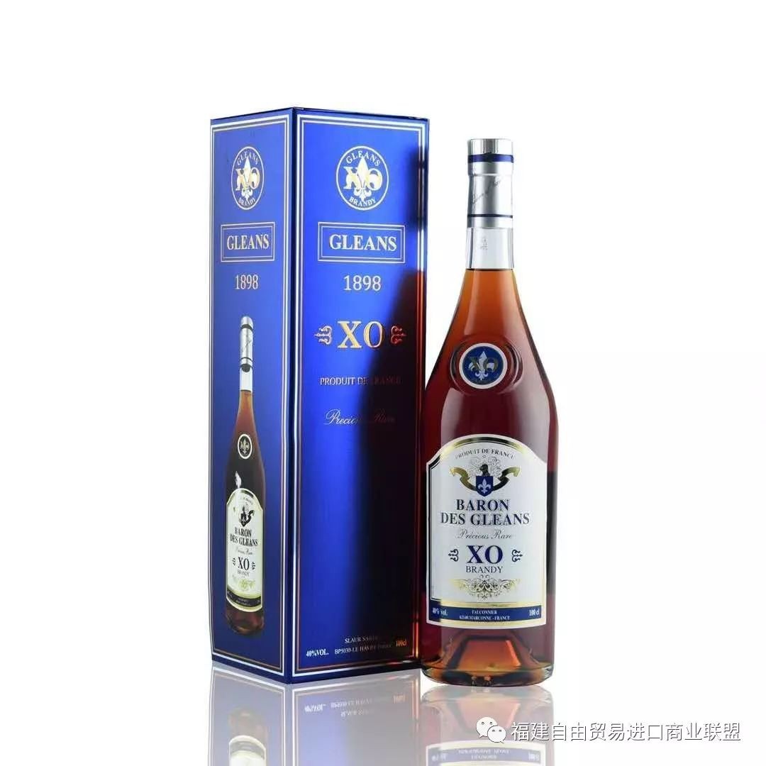 法國-格蘭斯藍帶瓶XO白蘭地，原裝原瓶進口,1000ML 裝，酒精度：40％VOL